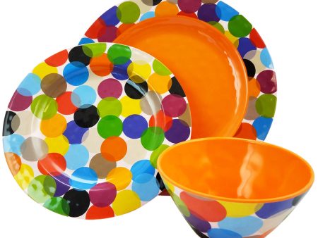 Studio California Party Circles 12 Piece Melamine Dinnerware Set Online now