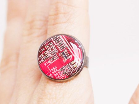 Geeky circuit board round ring - 18 mm Hot on Sale