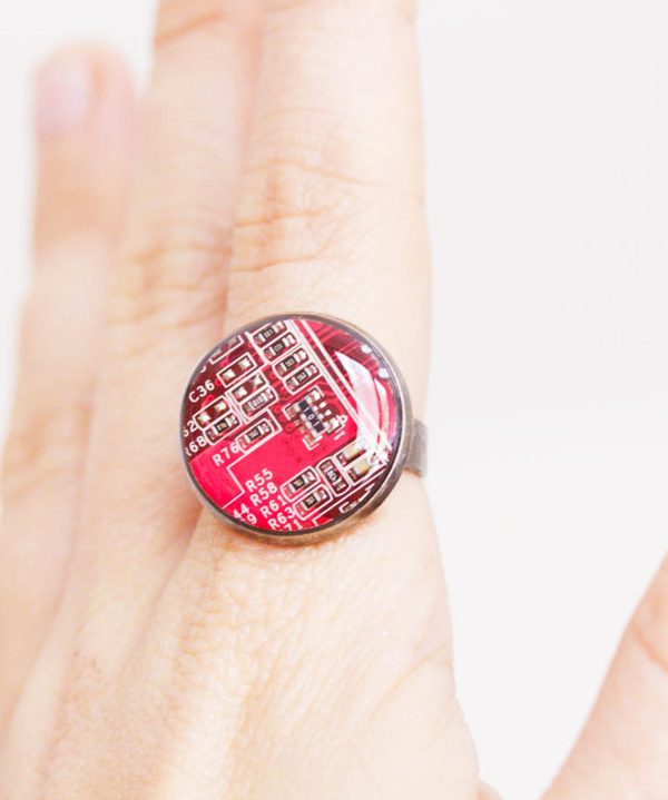 Geeky circuit board round ring - 18 mm Hot on Sale