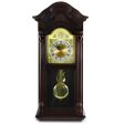 Bedford Clock Collection 25.5 Inch Antique Mahogany Cherry Oak Chiming Wall Clock with Roman Numerals For Cheap