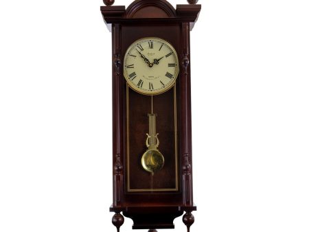 Bedford Clock Collection Grand 31 Inch Chiming Pendulum Wall Clock in Antique Mahogany Cherry Finish Online