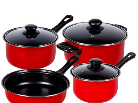 Gibson Home Chef Du Jour 7-Piece Cookware Set, True Red on Sale