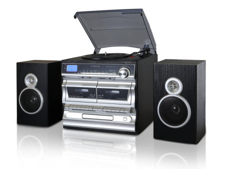 Trexonic 3-Speed Vinyl Turntable Home Stereo System with CD Player, Double Cassette Player, Bluetooth, FM Radio and amp; USB SD Recording Online now