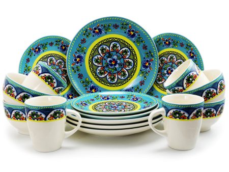 Elama Santa Fe Springs 16 Piece Stoneware Dinnerware Set Cheap