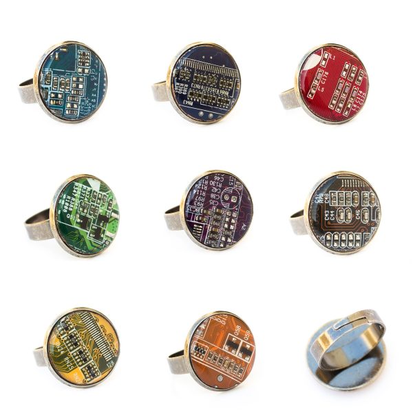 Geeky circuit board round ring - 18 mm Hot on Sale