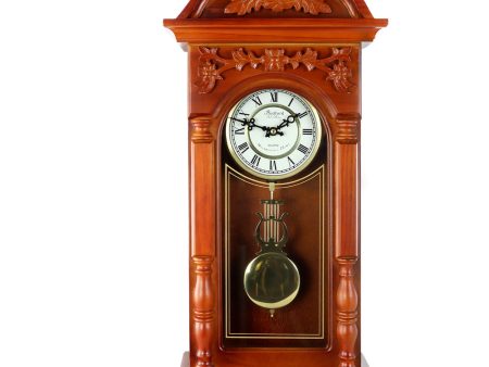 Bedford Clock Collection 27.5 Inch Oak Finish Pendulum Wall Clock Online