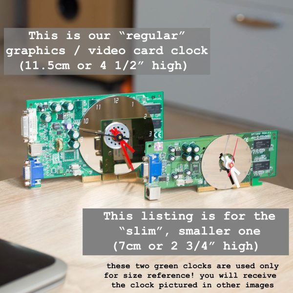 Desk clock - Recycled slim graphics card clock, unique office clock, red circuit board For Discount